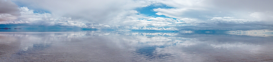 Salt Flats in Bolivia with reflection of sky in the water