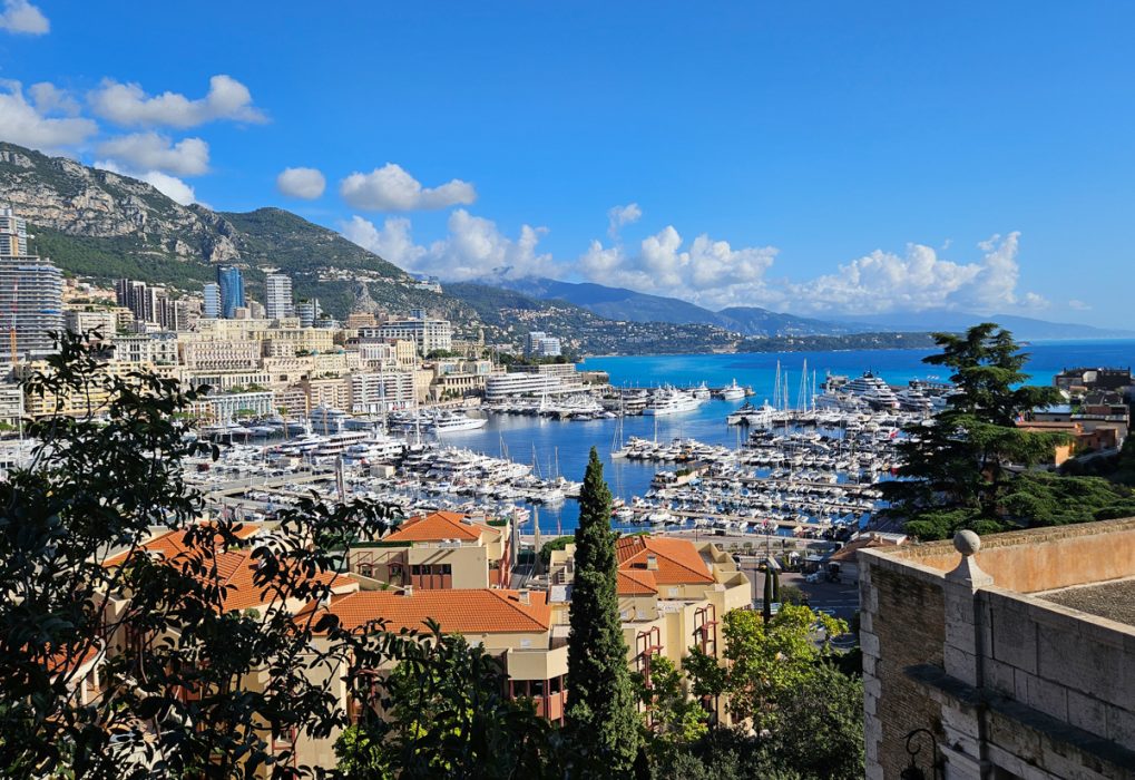 Harbor with yachts and blue water in Monte Carlo